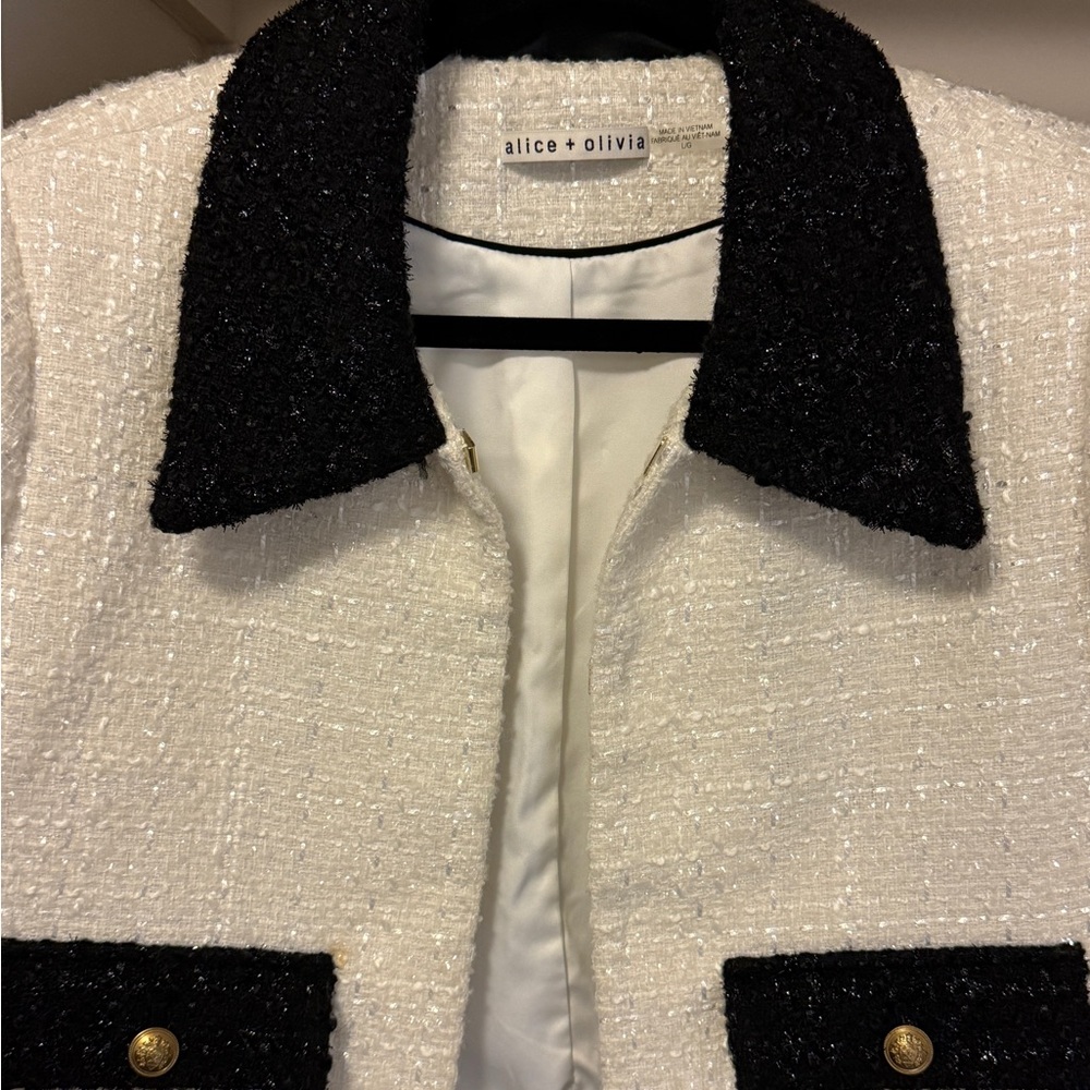Alice + Olivia Monochrome Tweed Jacket